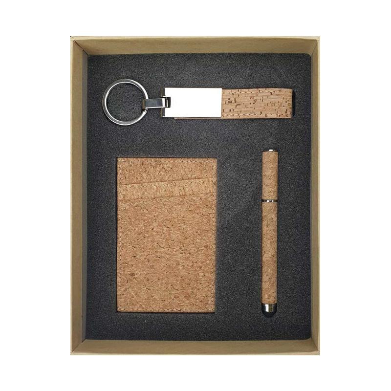 WGS-21 - Natural Cardboard Gift Box With RFID Protected Cork Card Holder